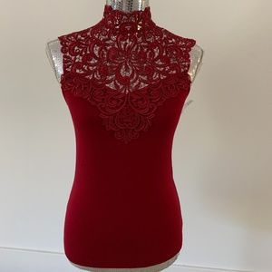 Brand new lace neck sleeveless shirt